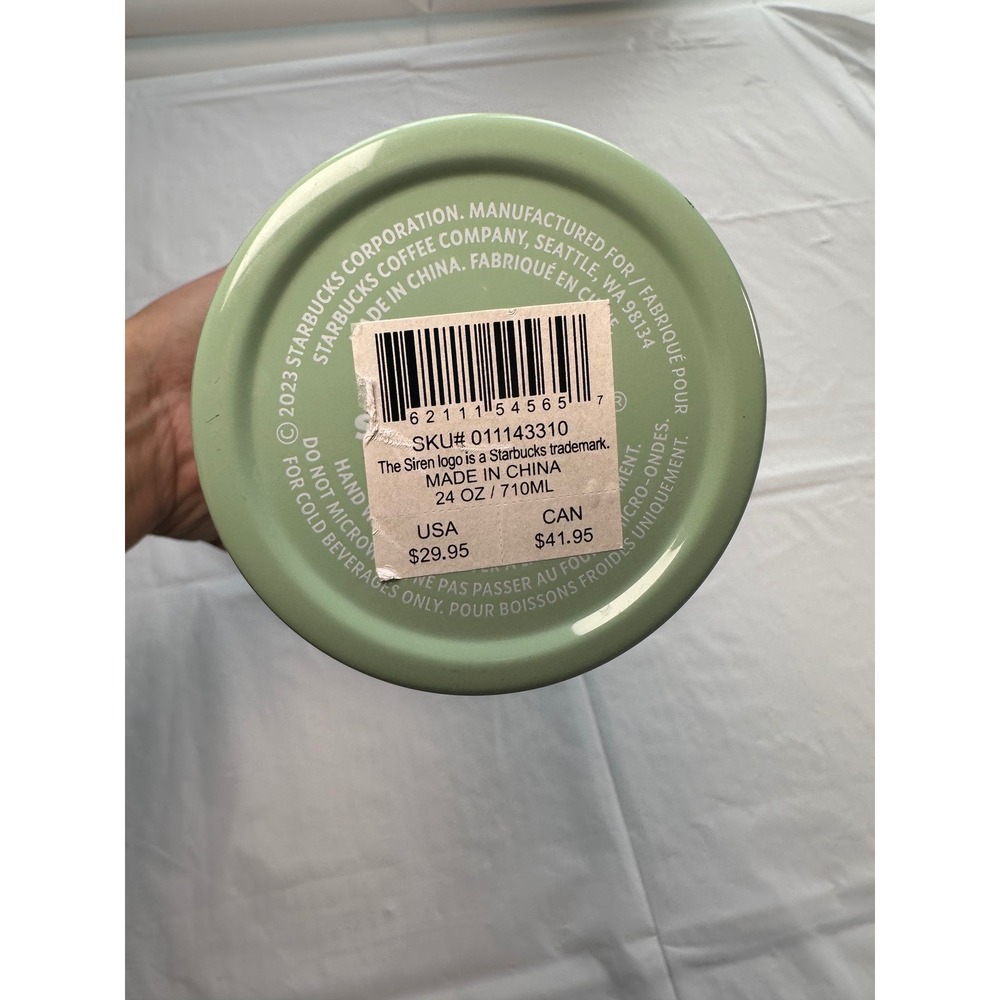 Starbucks 2023 Sage Green Spiral Textured Stainless Steel Venti Tumbler 24oz - Picture 3 of 4